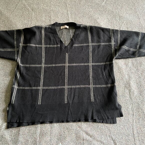 Philosophy Woman Republic Clothing Black Plaid Grid Sweater 3X Preppy Essential - Picture 3 of 9